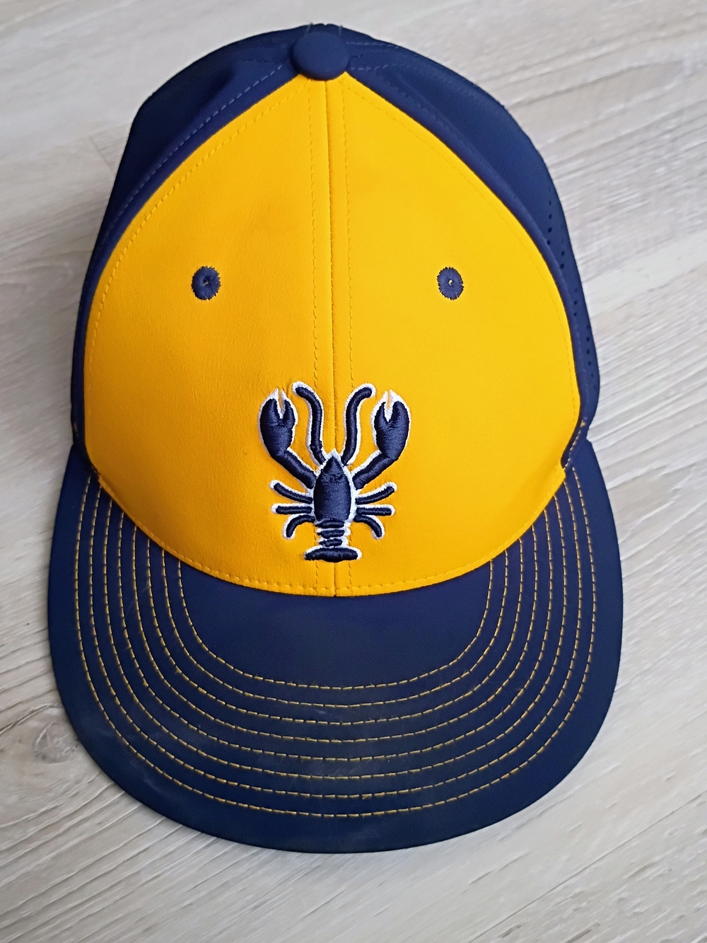 Pacific Headwear Lobster Snapback Hat Yellow Navy Baseball Cap ES471 Adjustable